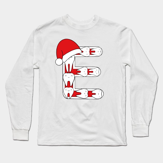 Letter E (Happimola Christmas Alphabet) Long Sleeve T-Shirt by Happimola